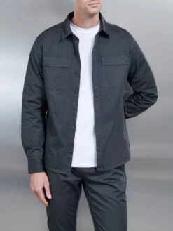Cotton Overshirt In Grey