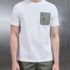 Active Cargo Pocket T-Shirt In White Olive -Cheap Shirts Shop ACTIVE CARGO POCKET TSHIRT WHITE OLIVE 3899 1