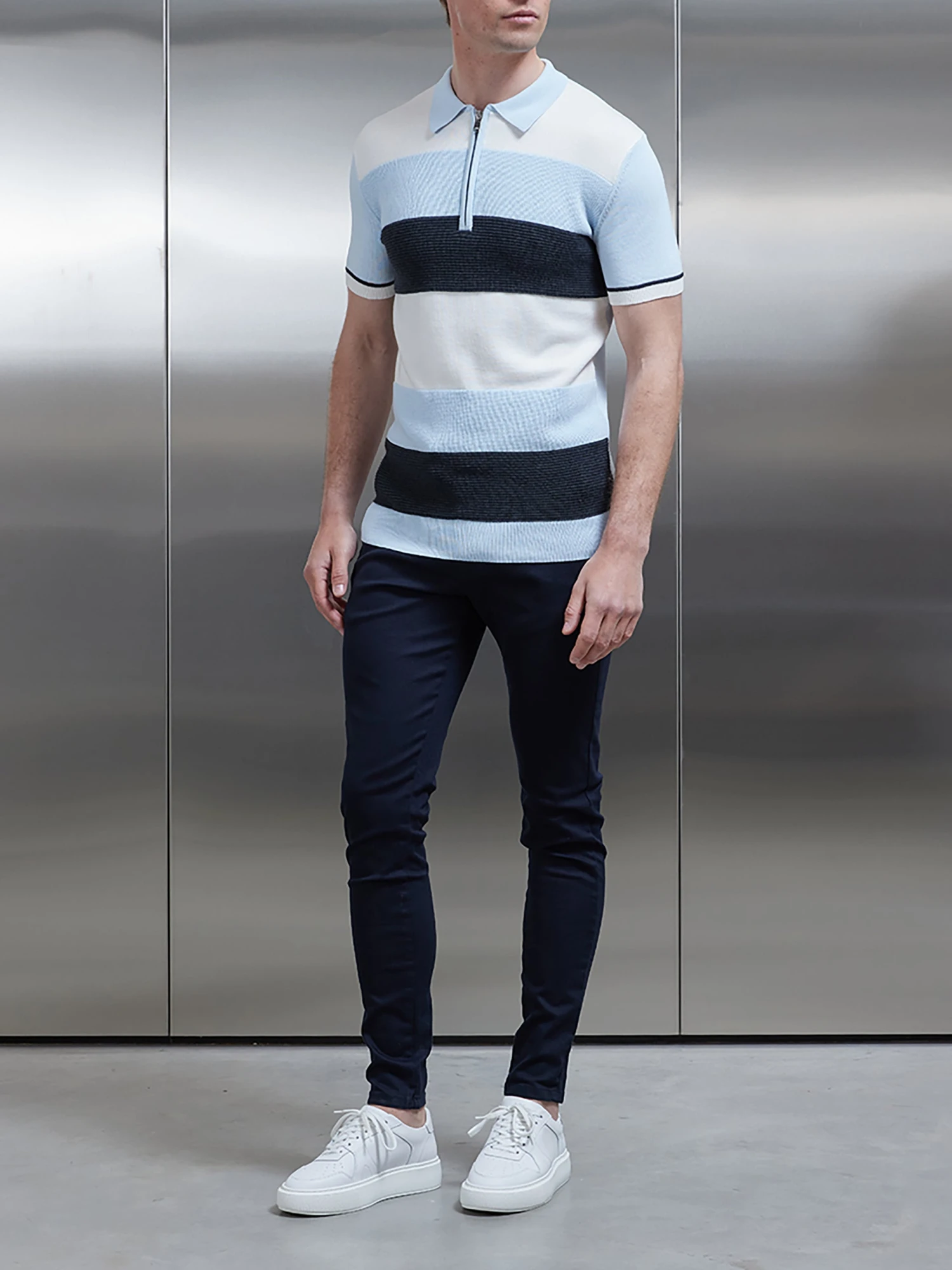 Egyptian Cotton Colour Block Polo In Soft Blue 5 Egyptian Cotton Colour Block Polo In Soft Blue - Image 3