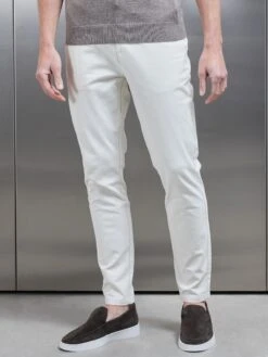 Mid Weight Tailored Chino Trouser In Off White -Cheap Shirts Shop BRUSHED TAILORED CHINO TROUSER IN OFF WHITE 1106