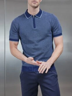 Capri Textured Knitted Zip Polo Shirt In Navy 9 Capri Textured Knitted Zip Polo Shirt In Navy -Cheap Shirts Shop CAPRI TEXTURED KNITTED ZIP POLO SHIRT IN NAVY7899