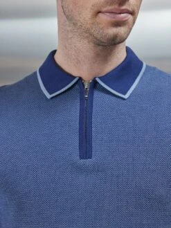 Capri Textured Knitted Zip Polo Shirt In Navy 8 Capri Textured Knitted Zip Polo Shirt In Navy -Cheap Shirts Shop CAPRI TEXTURED KNITTED ZIP POLO SHIRT IN NAVY7910