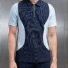 Cavour Colour Block Zip Polo Shirt In Navy 1 Cavour Colour Block Zip Polo Shirt In Navy -Cheap Shirts Shop CAVOUR COLOUR BLOCK POLOIN NAVY 614