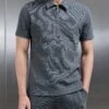 Cavour Textured Zip Polo Shirt In Grey -Cheap Shirts Shop CAVOUR POLO SHIRT IN GREY 4223