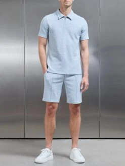 Cavour Textured Zip Polo Shirt In Soft Blue 13 Cavour Textured Zip Polo Shirt In Soft Blue -Cheap Shirts Shop CAVOUR POLO SHIRT IN SOFT BLUE 0991