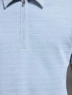 Cavour Textured Zip Polo Shirt In Soft Blue 11 Cavour Textured Zip Polo Shirt In Soft Blue -Cheap Shirts Shop CAVOUR POLO SHIRT IN SOFT BLUE 1012