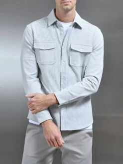 Checked Overshirt In Mid Grey -Cheap Shirts Shop CHECKOVERSHIRT MID5GREY5016