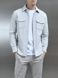 Checked Overshirt In Mid Grey