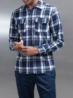 Check Overshirt In Navy