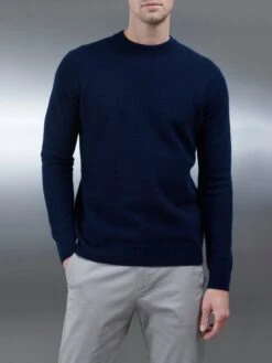 Chunky Knitted Sweatshirt In Navy