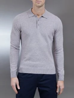 Chunky Knitted Polo Shirt In Stone -Cheap Shirts Shop CHUNKYKNITTEDPOLOSHIRT STONE2810