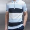 Egyptian Cotton Colour Block Polo In Soft Blue