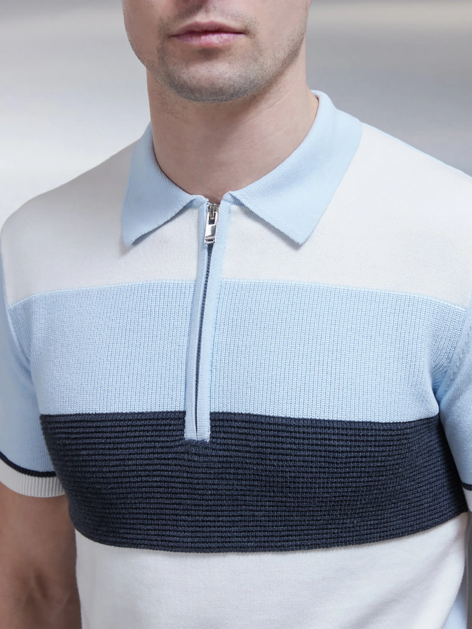Egyptian Cotton Colour Block Polo In Soft Blue 6 Egyptian Cotton Colour Block Polo In Soft Blue - Image 4