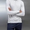 Cotton And Silk Long Sleeve Zip Polo Shirt In Stone -Cheap Shirts Shop COTTONANDSILKLONGSLEEVEZIPPOLO STONE 1679
