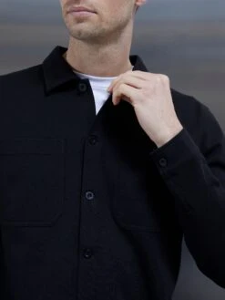 Cotton Jersey Overshirt In Black -Cheap Shirts Shop COTTONJERSEYOVERSHIRTINBLACK4550