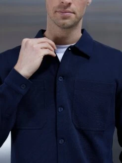 Cotton Jersey Overshirt In Navy -Cheap Shirts Shop COTTONJERSEYOVERSHIRTINNAVY4593