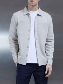 Cotton Jersey Overshirt In Stone