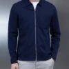 Cotton Jersey Zip Through Overshirt In Navy 2 Cotton Jersey Zip Through Overshirt In Navy -Cheap Shirts Shop COTTONJERSEYPOCKETZIPTHROUGHINNAVY3086