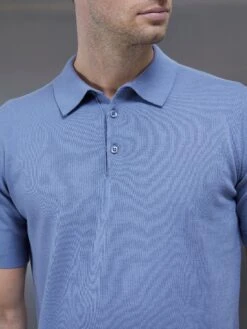 Cotton Knitted Button Polo Shirt In Silk Blue 7 Cotton Knitted Button Polo Shirt In Silk Blue -Cheap Shirts Shop COTTONKNITTEDBUTTONPOLOSHIRTINSILKBLUE2308