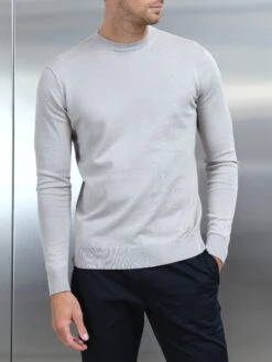 Cotton Knitted Crew Neck Sweatshirt In Stone 9 Cotton Knitted Crew Neck Sweatshirt In Stone -Cheap Shirts Shop COTTONKNITTEDCREWNECKSWEATSHIRTINSTONE51977