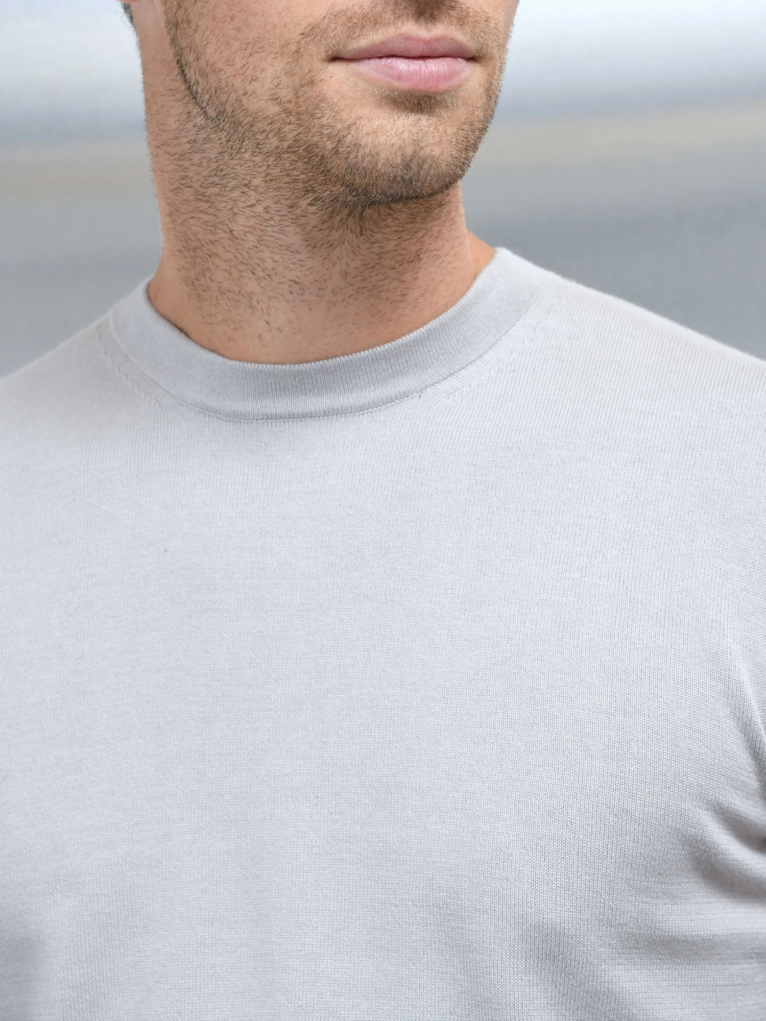 Cotton Knitted Crew Neck Sweatshirt In Stone 7 Cotton Knitted Crew Neck Sweatshirt In Stone - Image 5