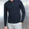 Cotton Knitted Long Sleeve Button Polo Shirt In Navy -Cheap Shirts Shop COTTONKNITTEDLONGSLEEVEBUTTONPOLOINNAVY52099 a2e3c6dc bdf1 4db6 b1db 6baab2a61b3f