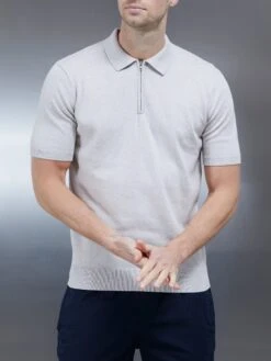 Cotton Knitted Zip Polo Shirt In Oatmeal 9 Cotton Knitted Zip Polo Shirt In Oatmeal -Cheap Shirts Shop COTTONKNITTEDZIPPOLOSHIRTINOATMEAL2232