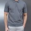 Cotton Knitted Zip Polo Shirt In Sage -Cheap Shirts Shop COTTONKNITTEDZIPPOLOSHIRTINSAGE3115
