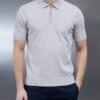 Cotton Knitted Zip Polo Shirt In Stone -Cheap Shirts Shop COTTONKNITTEDZIPPOLOSHIRTINSTONE2204