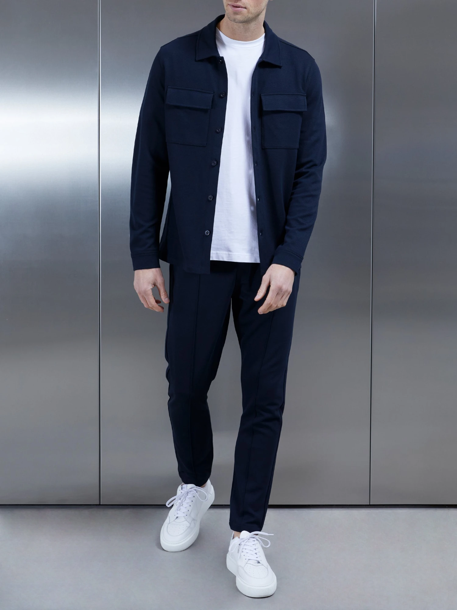 Cotton Twill Overshirt In Navy 4 Cotton Twill Overshirt In Navy - Image 2