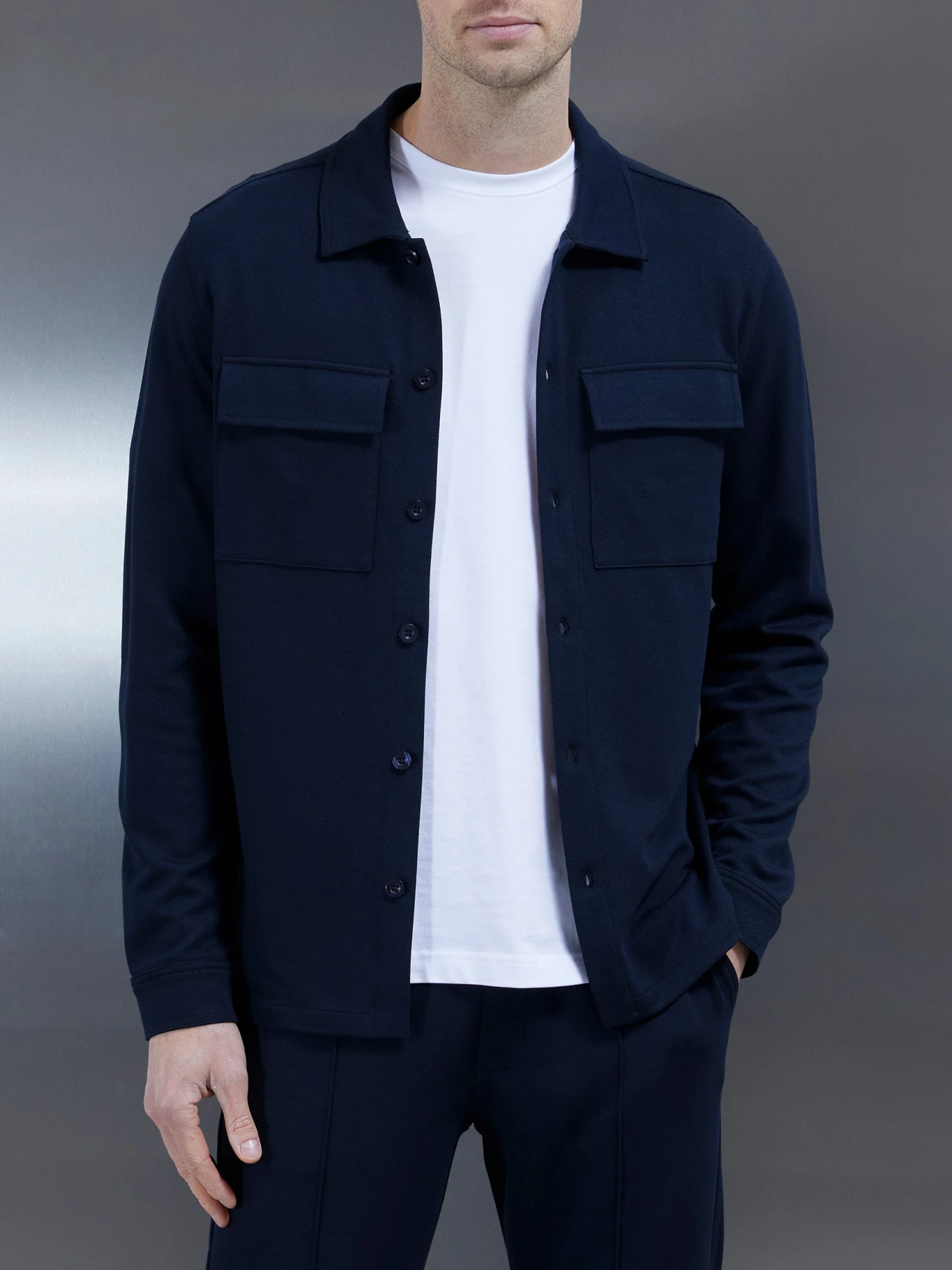 Cotton Twill Overshirt In Navy 3 Cotton Twill Overshirt In Navy