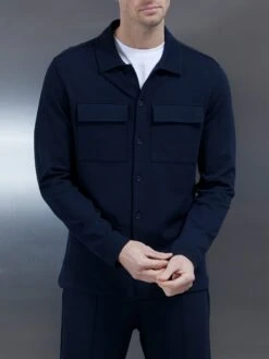 Cotton Twill Overshirt In Navy 8 Cotton Twill Overshirt In Navy -Cheap Shirts Shop COTTONTWILLOVERSHIRTINNAVY944