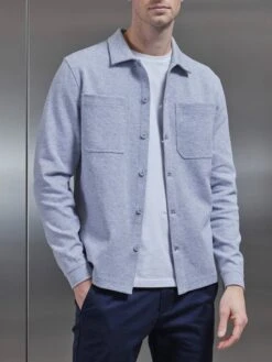 Cotton Jersey Overshirt In Marl Grey