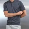 Cotton And Silk Polo Shirt In Charcoal -Cheap Shirts Shop COTTON SILKBUTTONPOLOINCHARCOAL0003