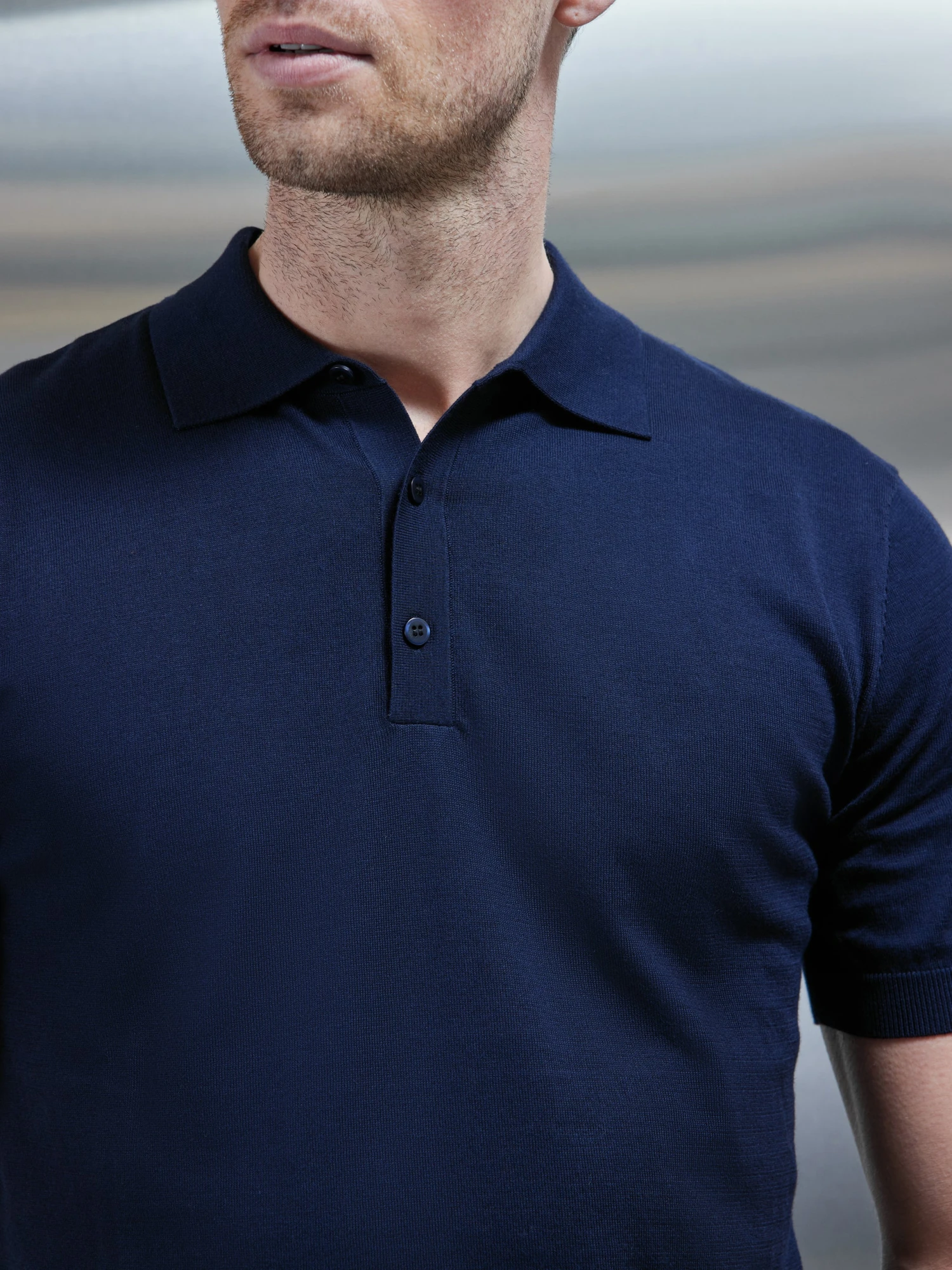 Cotton And Silk Polo Shirt In Navy 6 Cotton And Silk Polo Shirt In Navy - Image 4