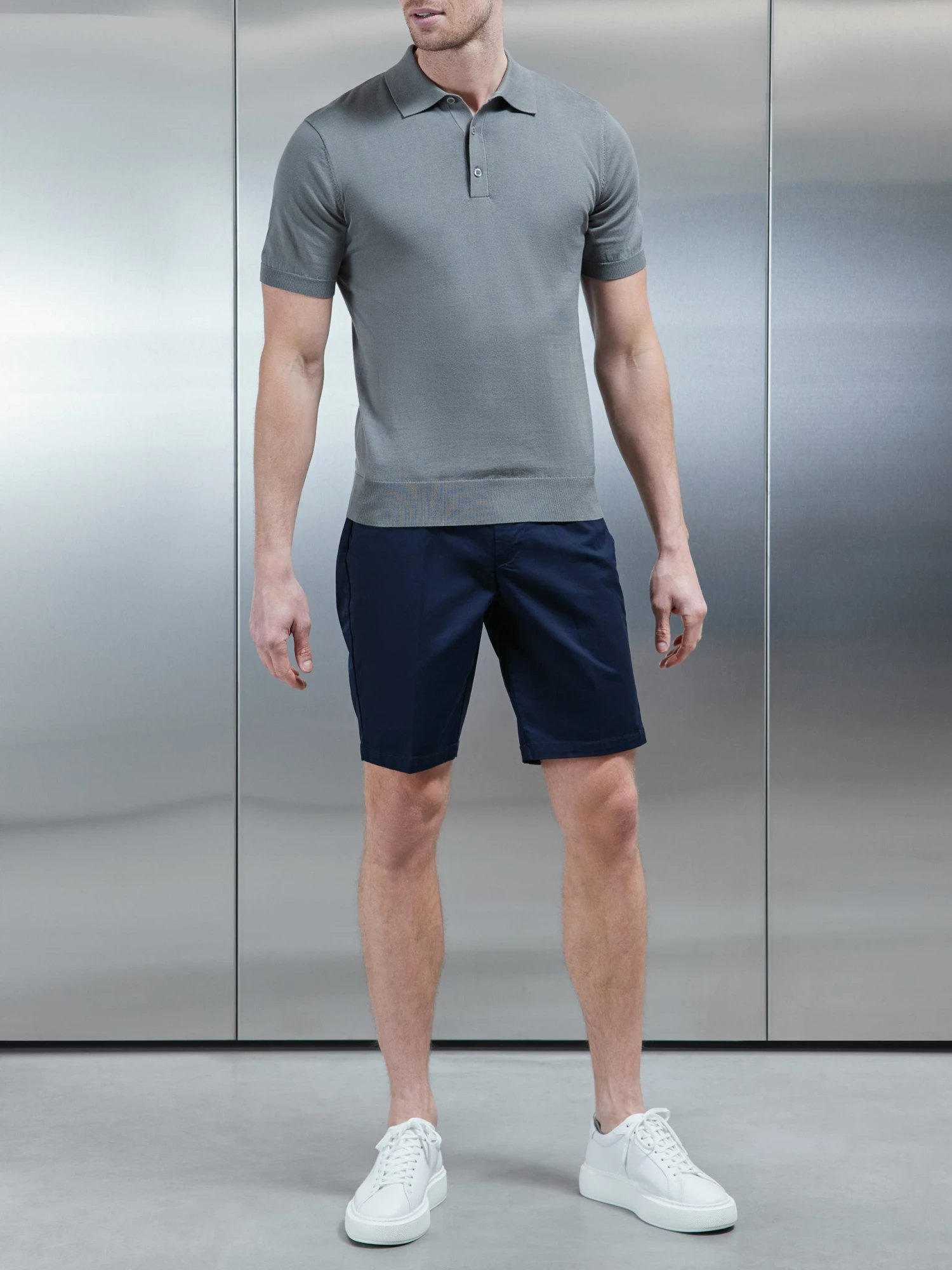 Cotton And Silk Polo Shirt In Sage 4 Cotton And Silk Polo Shirt In Sage - Image 2