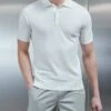 Cotton And Silk Polo Shirt In Off White -Cheap Shirts Shop COTTON SILK KNITTED WHITE 4675 LOWRES