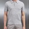 Cotton Knitted Textured Button Polo Shirt In Stone -Cheap Shirts Shop COTTON TEXTURED KNITTED BUTTON POLO SHIRT IN STONE 4825