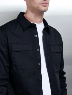 Cotton Cargo Overshirt In Black -Cheap Shirts Shop CottonCargoOvershirtinBlack3