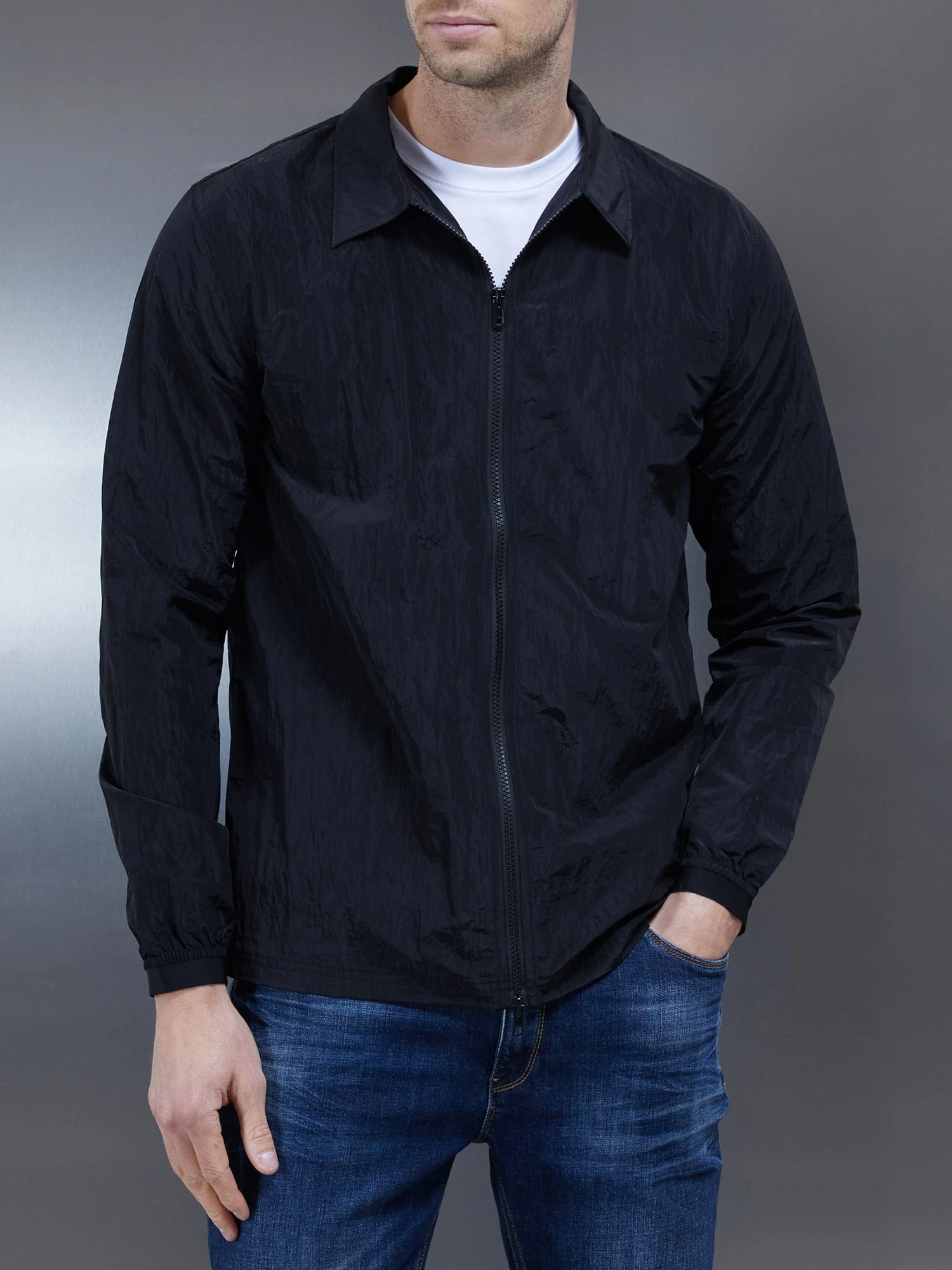 Crinkle Nylon Cargo Jacket In Black 6 Crinkle Nylon Cargo Jacket In Black - Image 4