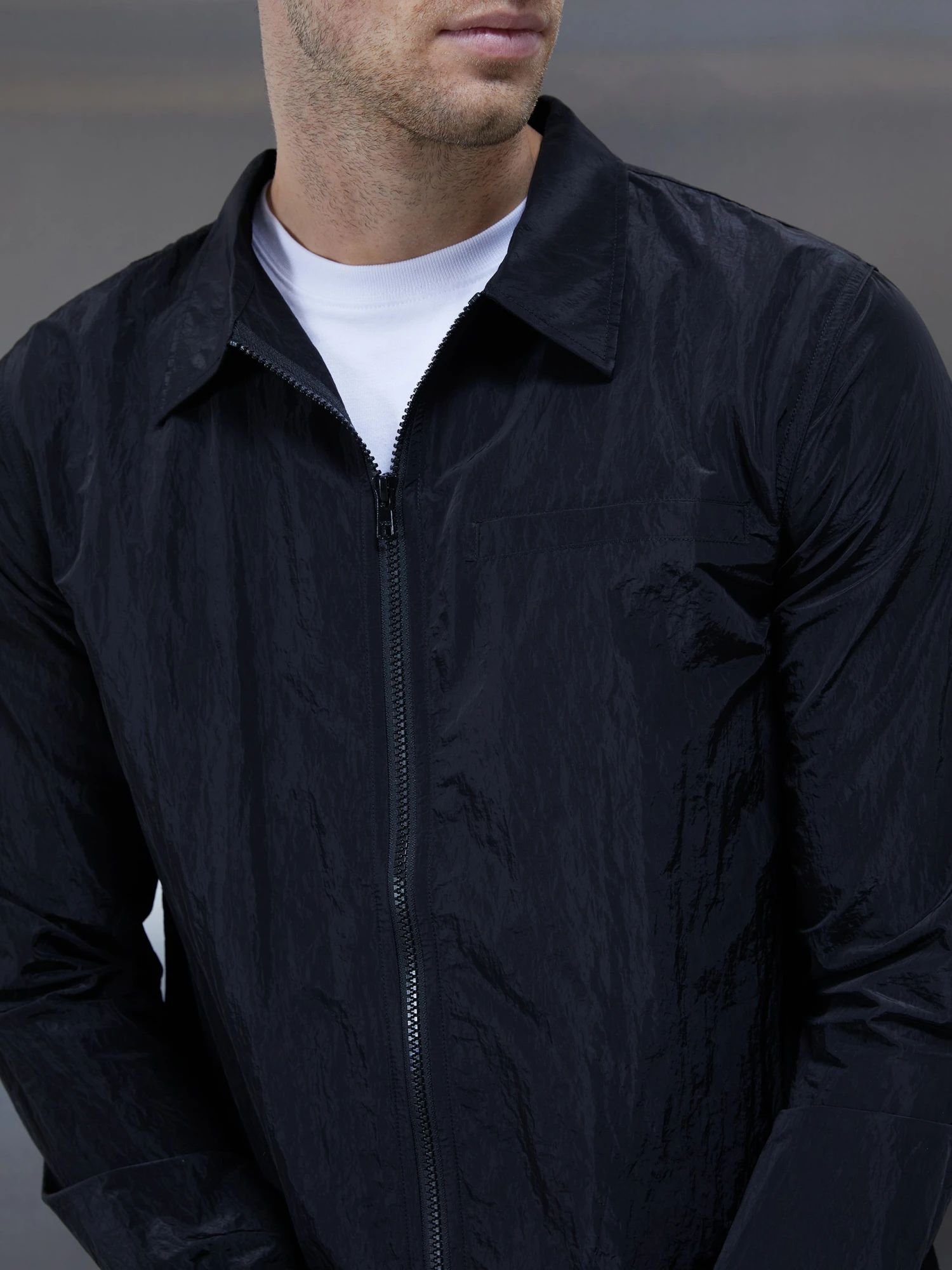 Crinkle Nylon Cargo Jacket In Black 5 Crinkle Nylon Cargo Jacket In Black - Image 3