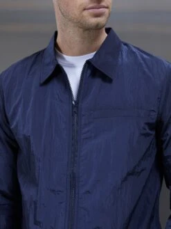 Crinkle Nylon Cargo Jacket In Navy -Cheap Shirts Shop CrinkleNylonCargoJacketinNAVY3571