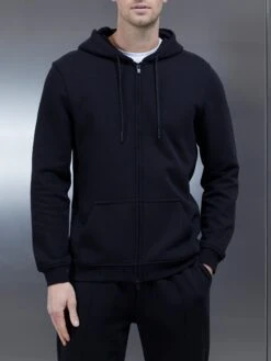 Essential Zip Through Hoodie In Black