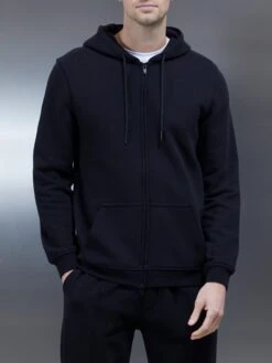 Essential Zip Through Hoodie In Black -Cheap Shirts Shop ESSENTIALZIPTHROUGHHOODIEINBLACK2494