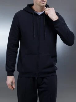 Essential Zip Through Hoodie In Black -Cheap Shirts Shop ESSENTIALZIPTHROUGHHOODIEINBLACK2499