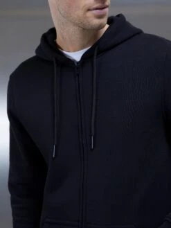 Essential Zip Through Hoodie In Black -Cheap Shirts Shop ESSENTIALZIPTHROUGHHOODIEINBLACK3288