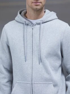 Essential Zip Through Hoodie In Marl Grey -Cheap Shirts Shop ESSENTIALZIPTHROUGHHOODIEINMARLGREY3192