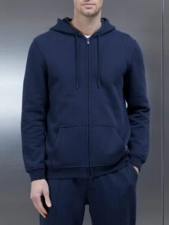 Essential Zip Through Hoodie In Navy