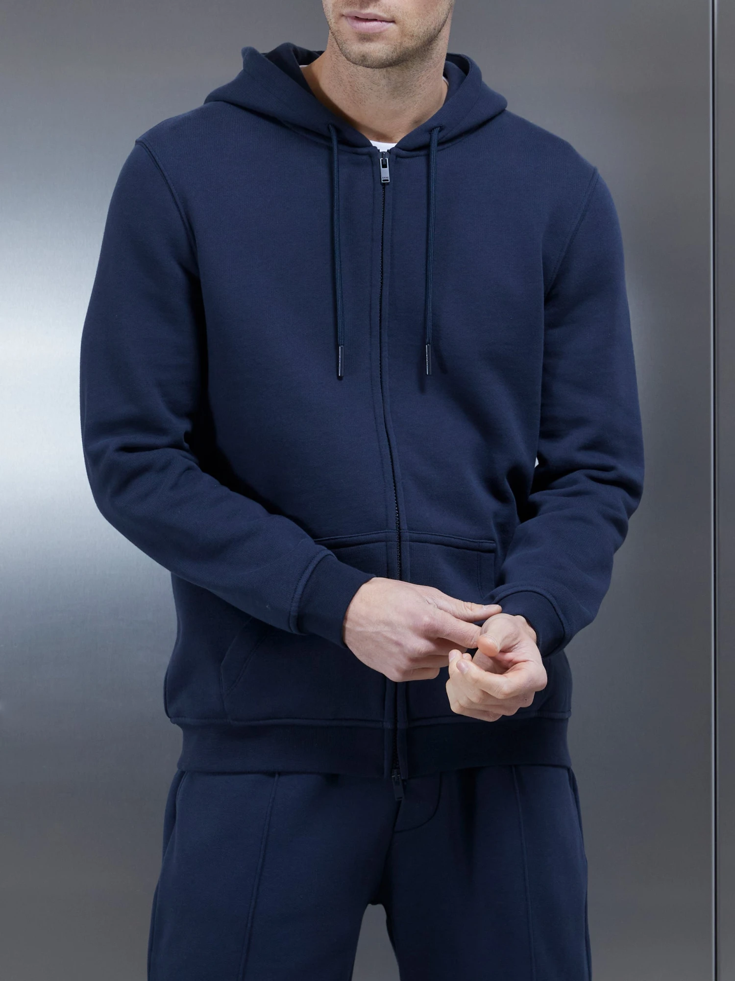 Essential Zip Through Hoodie In Navy 6 Essential Zip Through Hoodie In Navy - Image 4