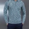 Egyptian Cotton Space Dye Long Sleeve Polo In Sage